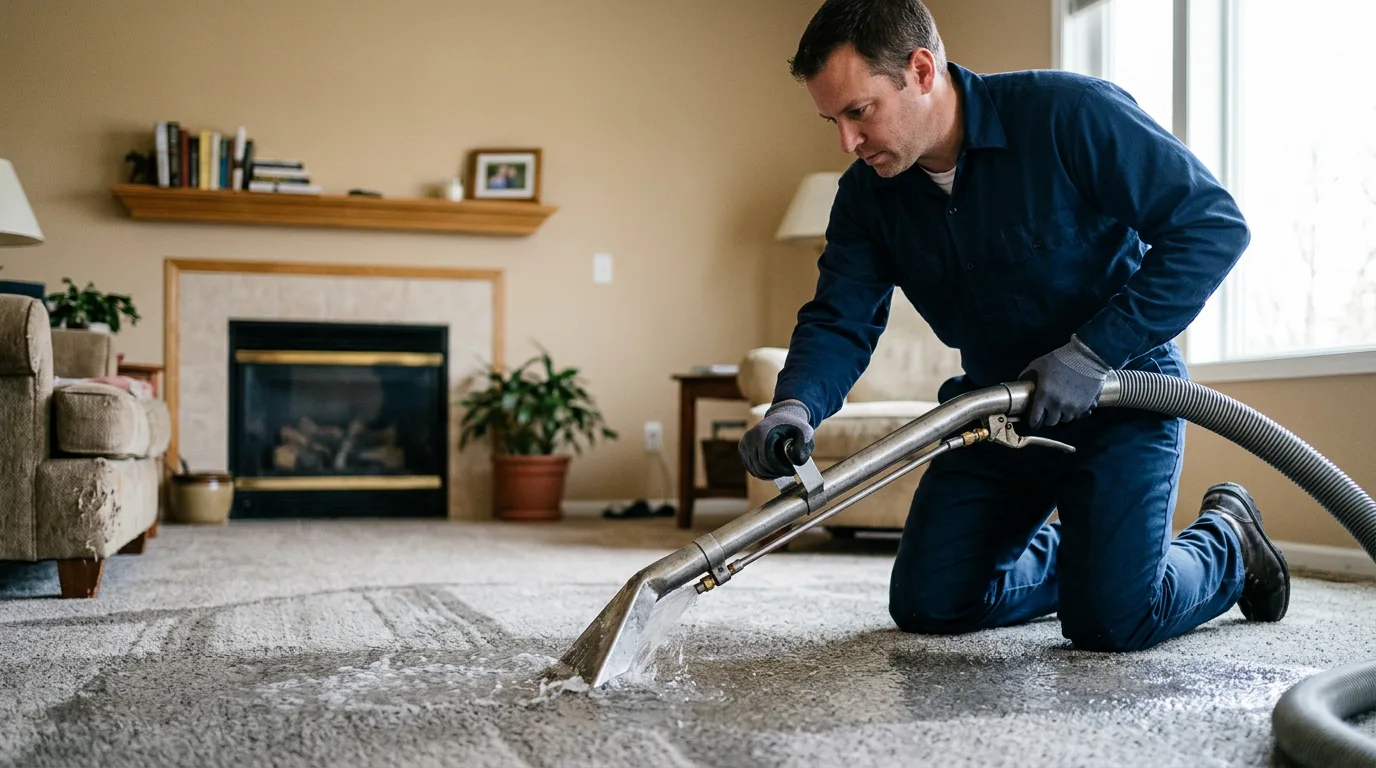 Water damage restoration technician working near Pleasanton, KS